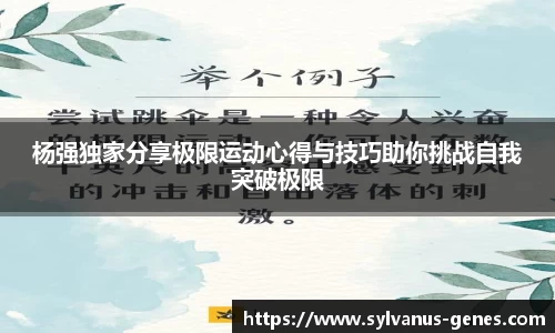 杨强独家分享极限运动心得与技巧助你挑战自我突破极限